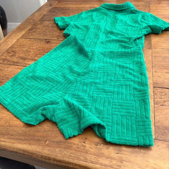 WHITE FOX walk my way Kelley Green In Color TERRY BUTTON FRONT ROMPER - Picture 6 of 7